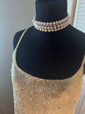 Sequined Ombre Shift Dress in Gold and Silver